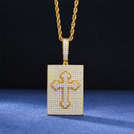 MOISSANITE CROSS TAG PENDANT IN STERLING SILVER