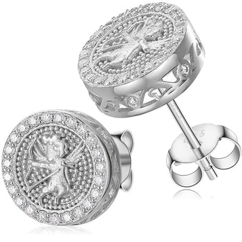 Boucles d'oreilles puces Cupidon en moissanite et argent sterling