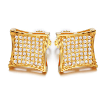 Boucles d'oreilles puces carrées incurvées en moissanite et argent sterling