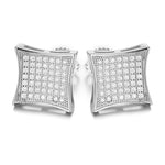 MOISSANITE CURVED SQUARE STUD EARRINGS IN STERLING SILVER