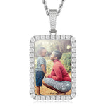 MOISSANITE CUSTOM PHOTO RECTANGLE PENDANT IN STERLING SILVER