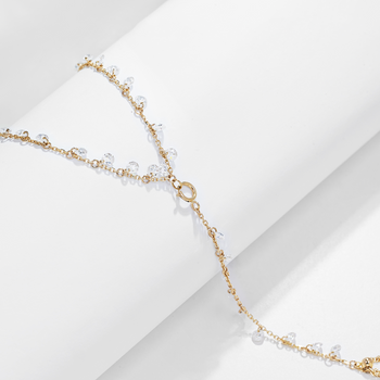 MOISSANITE DANGLE HAND HARNESS BRACELET IN SOLID GOLD