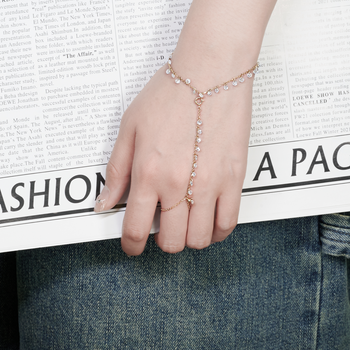 MOISSANITE DANGLE HAND HARNESS BRACELET IN SOLID GOLD