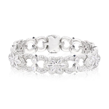 MOISSANITE DIAMOND 12MM FLORAL CUBAN BRACELET IN STERLING SILVER