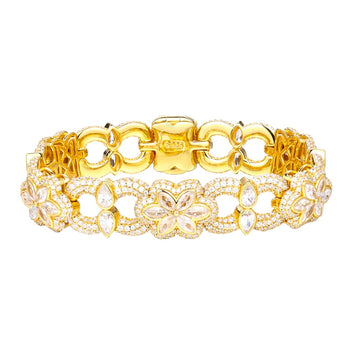 MOISSANITE DIAMOND 12MM FLORAL CUBAN BRACELET IN STERLING SILVER