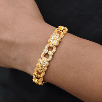 MOISSANITE DIAMOND 12MM FLORAL CUBAN BRACELET IN STERLING SILVER