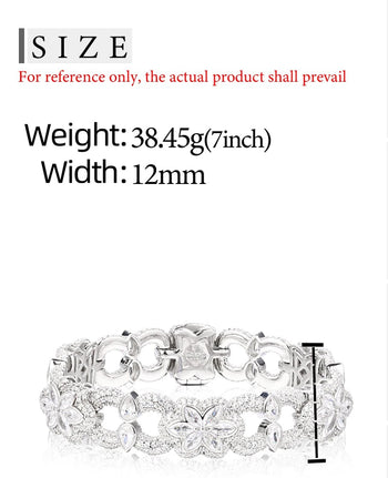 MOISSANITE DIAMOND 12MM FLORAL CUBAN BRACELET IN STERLING SILVER