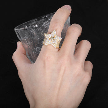 MOISSANITE DIAMOND 5 LAYER ICED OUT STAR RING