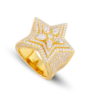 MOISSANITE DIAMOND 5 LAYER ICED OUT STAR RING