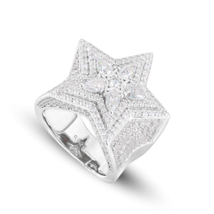 MOISSANITE DIAMOND 5 LAYER ICED OUT STAR RING