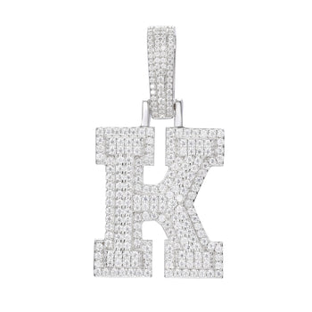 MOISSANITE DIAMOND A-Z INITIAL LETTER PENDANT IN STERLING SILVER