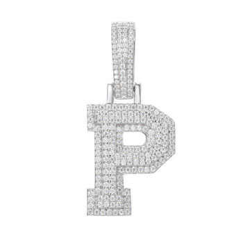 MOISSANITE DIAMOND A-Z INITIAL LETTER PENDANT IN STERLING SILVER