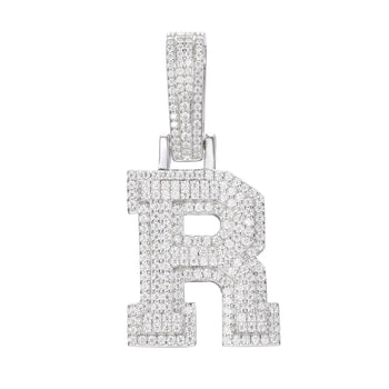 MOISSANITE DIAMOND A-Z INITIAL LETTER PENDANT IN STERLING SILVER