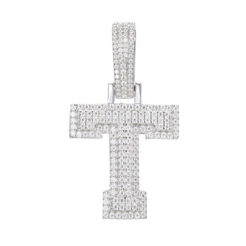 MOISSANITE DIAMOND A-Z INITIAL LETTER PENDANT IN STERLING SILVER