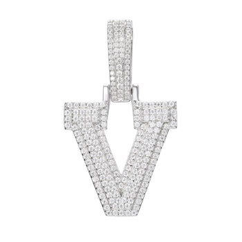 MOISSANITE DIAMOND A-Z INITIAL LETTER PENDANT IN STERLING SILVER