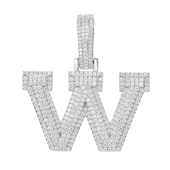 MOISSANITE DIAMOND A-Z INITIAL LETTER PENDANT IN STERLING SILVER