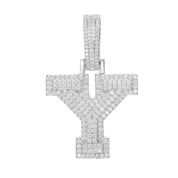 MOISSANITE DIAMOND A-Z INITIAL LETTER PENDANT IN STERLING SILVER