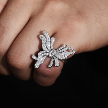 Bague papillon ajustable en argent sterling et diamant moissanite