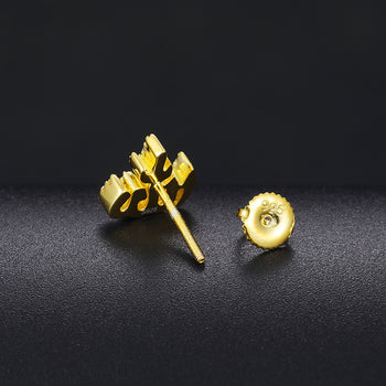 MOISSANITE DIAMOND ALLAH STUD EARRINGS IN STERLING SILVER - IVORY & EBONY