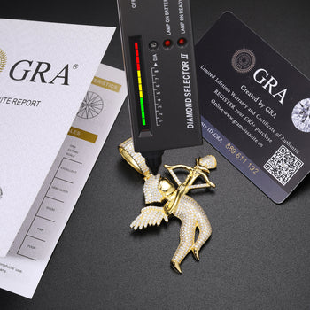 Pendentif flèche rose Cupidon en moissanite et argent sterling {STYLE 2}