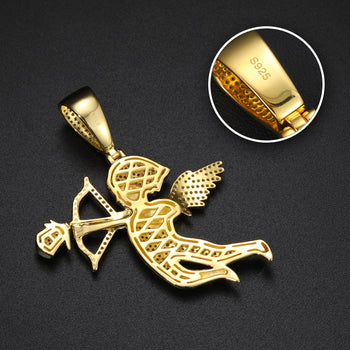 Pendentif flèche rose Cupidon en moissanite et argent sterling {STYLE 2}