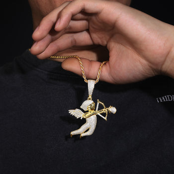 Pendentif flèche rose Cupidon en moissanite et argent sterling {STYLE 2}