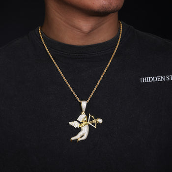 Pendentif flèche rose Cupidon en moissanite et argent sterling {STYLE 2}