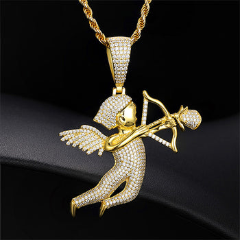 Pendentif flèche rose Cupidon en moissanite et argent sterling {STYLE 2}