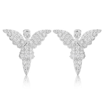 MOISSANITE DIAMOND ANGEL STUD EARRINGS IN STERLING SILVER - IVORY & EBONY