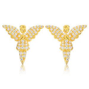 MOISSANITE DIAMOND ANGEL STUD EARRINGS IN STERLING SILVER - IVORY & EBONY