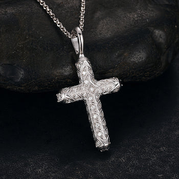 Collier pendentif croix flèche en moissanite et diamants en argent sterling