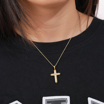 Collier pendentif croix flèche en moissanite et diamants en argent sterling