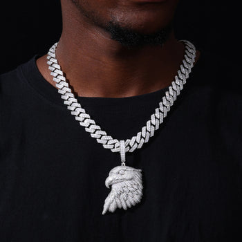 MOISSANITE DIAMOND AUREUS EAGLE PENDANT IN STERLING SILVER