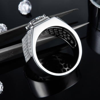 Bague en argent sterling sertie de diamants et de moissanite pour homme