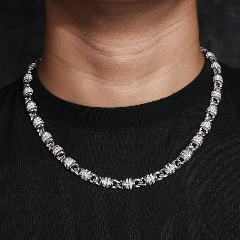 Armband mit kubanischer Gliederkette und Diamantschliff aus Sterlingsilber