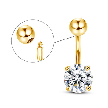 MOISSANITE DIAMOND NAVEL BARBELL IN STERLING SILVER