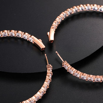 MOISSANITE DIAMOND 68MM BIG HOOP EARRINGS EARRINGS IN STERLING SILVER - IVORY & EBONY