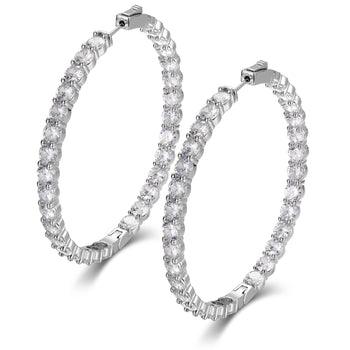 MOISSANITE DIAMOND 68MM BIG HOOP EARRINGS EARRINGS IN STERLING SILVER - IVORY & EBONY