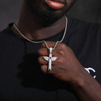 Collier pendentif en argent sterling avec sifflet à ailes et diamant moissanite, pierre de naissance