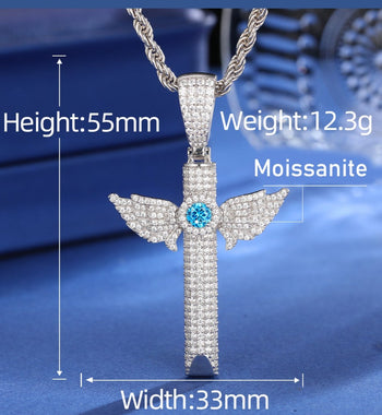 Collier pendentif en argent sterling avec sifflet à ailes et diamant moissanite, pierre de naissance