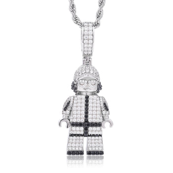 MOISSANITE DIAMOND BLOCK RAPPER PENDANT IN STERLING SILVER