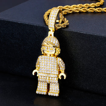 MOISSANITE DIAMOND BLOCK RAPPER PENDANT IN STERLING SILVER