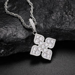 MOISSANITE DIAMOND CHARM FOUR LEAF CLOVER PENDANT IN STERLING SILVER