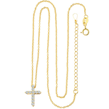 MOISSANITE CLASSIC RADIANT CROSS PENDANT NECKLACE IN STERLING SILVER