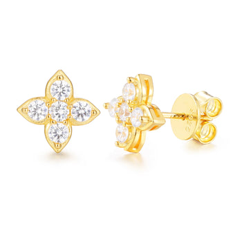 MOISSANITE DIAMOND CLOVER STUD EARRINGS IN STERLING SILVER - IVORY & EBONY