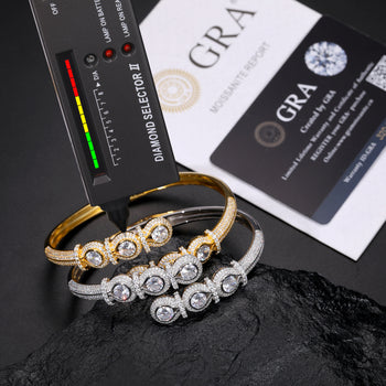 BRACELET JOINT EN ARGENT MASSIF ET MISSANITE, ORNÉ D'ÉTOILE ET DE DIAMANTS