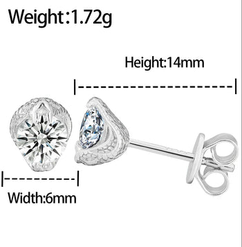 MOISSANITE DIAMOND COBRA EARRINGS IN STERLING SILVER