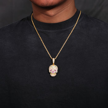 MOISSANITE DIAMOND COLORED CZ GHOST RIDER PENDANT IN STERLING SILVER - IVORY & EBONY