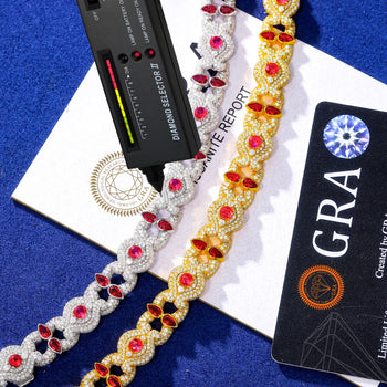 MOISSANITE DIAMOND CRIMSON HALO EVIL EYE BRACELET IN STERLING SILVER