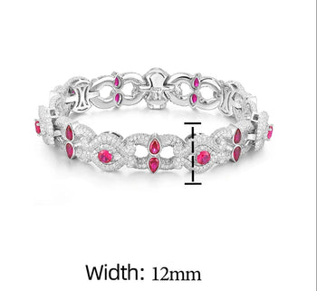 MOISSANITE DIAMOND CRIMSON HALO EVIL EYE BRACELET IN STERLING SILVER